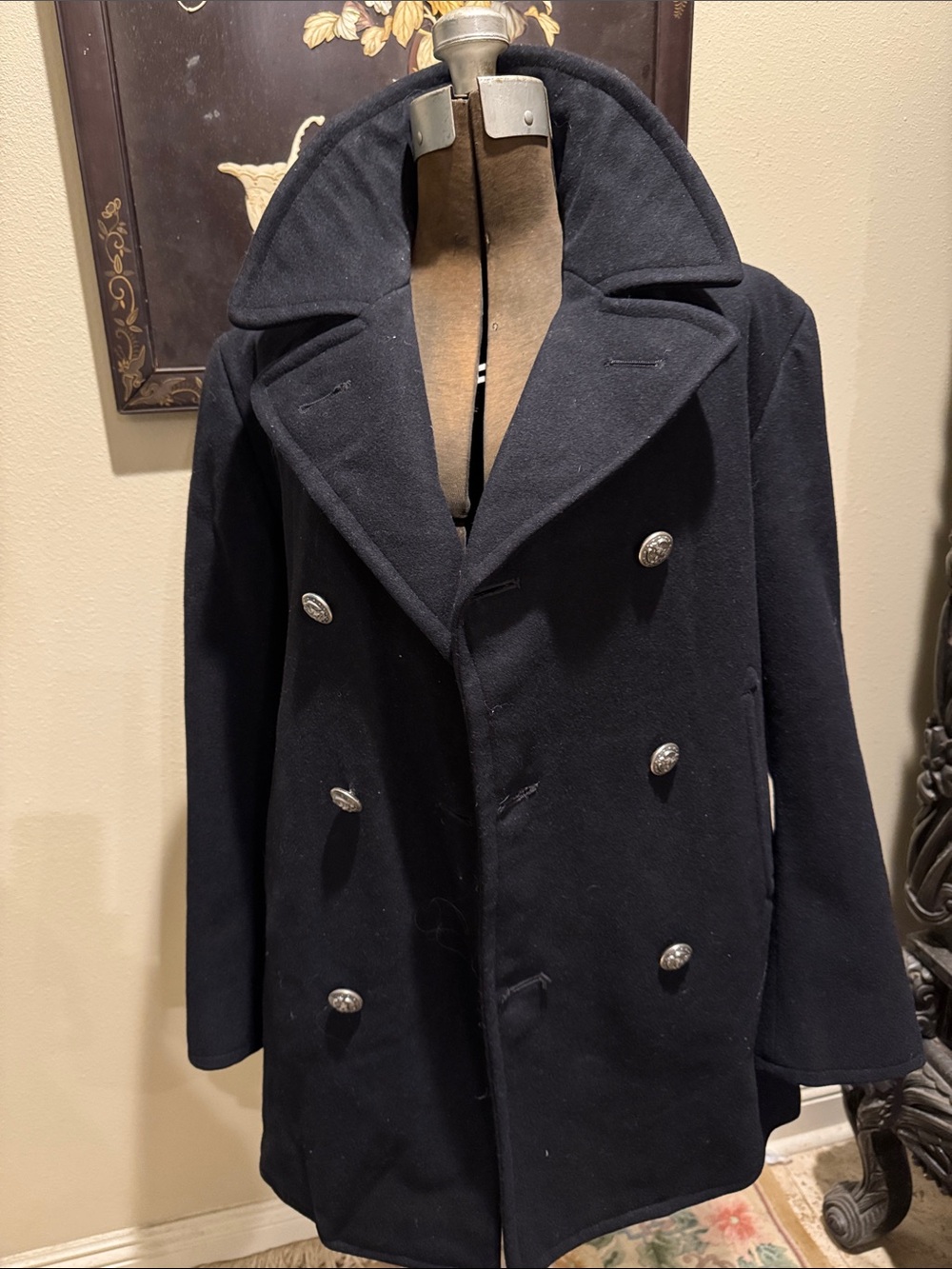 Vintage 1970s U.S. Navy Enlisted Men's Wool Pea Coat by Vi-Mil, Inc. Size 38R